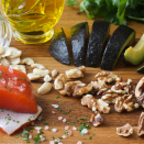 Inflammation-fighting foods including salmon, nuts, olive oil