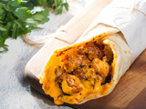 Healthy Curried Chicken Wrap with Diced Celery and Onions